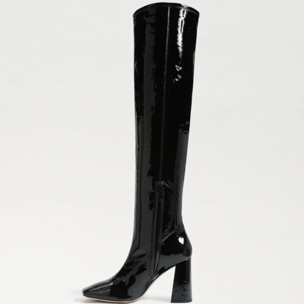Sam Edelman | Cosette Black Patent Leather Over-The-Knee Block Heel Boots 9.5